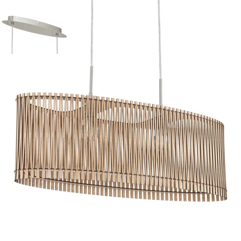 Chandelier in modern maple wood 2 lights GLO 96194 Sendero