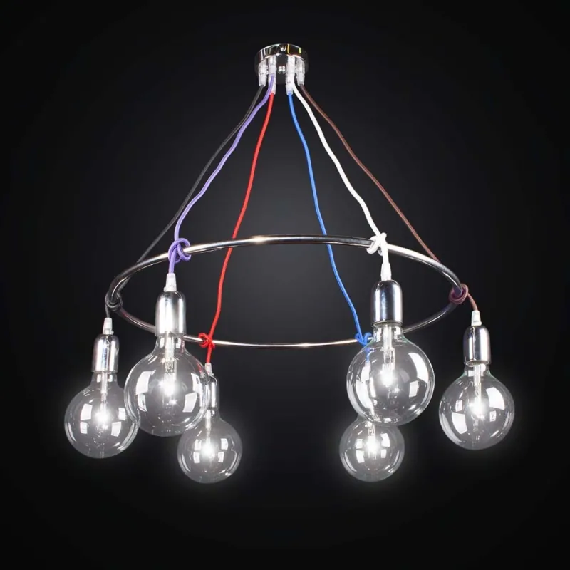 Modern minimal chandelier multicolored cables 6 lights BGA 2499 / S6