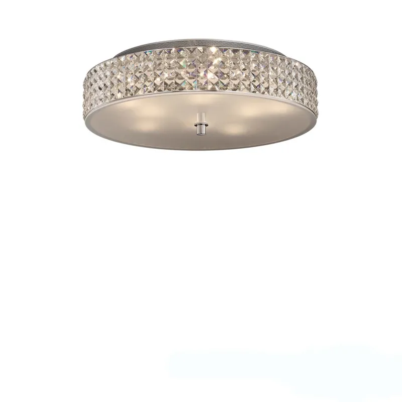 Chromed modern ceiling light in crystal 9 lights Rome