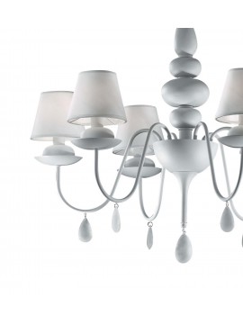 Modern white chandelier with Blanche 6 lights lampshades