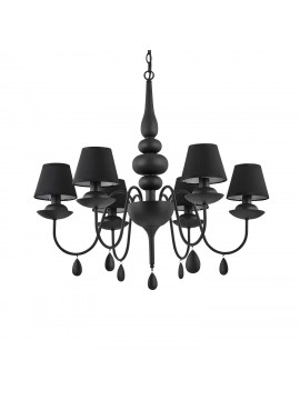 Modern black chandelier with 6 lights Blanche lampshades