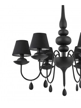 Modern black chandelier with 6 lights Blanche lampshades