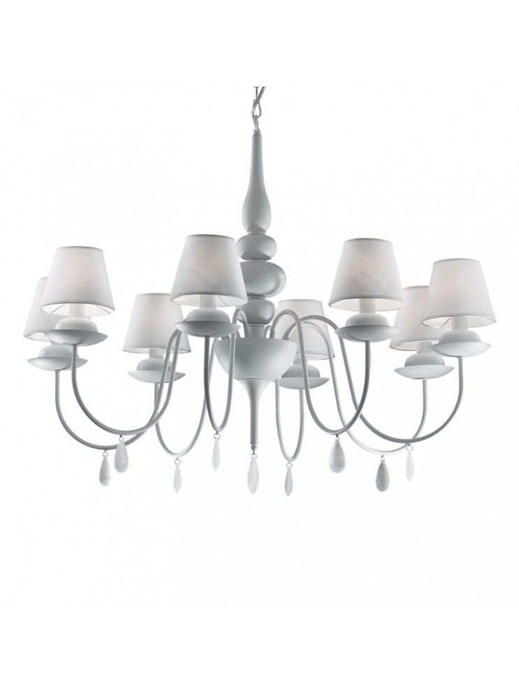 Modern white chandelier with Blanche lampshades 8 lights