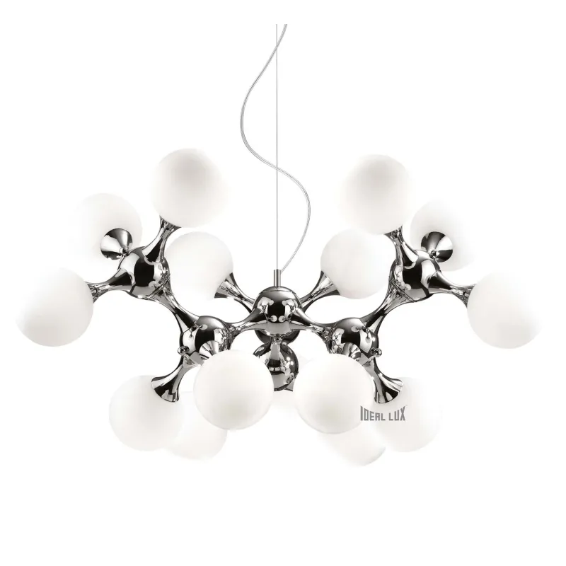 Lampadario moderno design cromato 15 luci Nodi