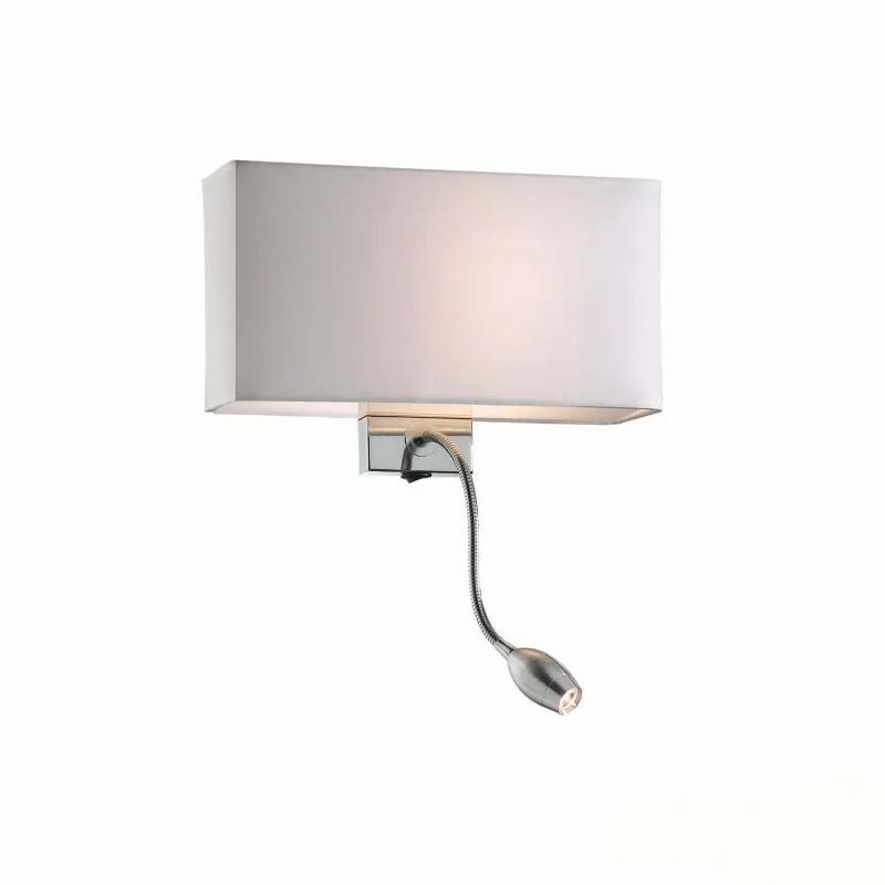 Applique moderno con tessuto 1 luce + 1 led 1w bianco Hotel