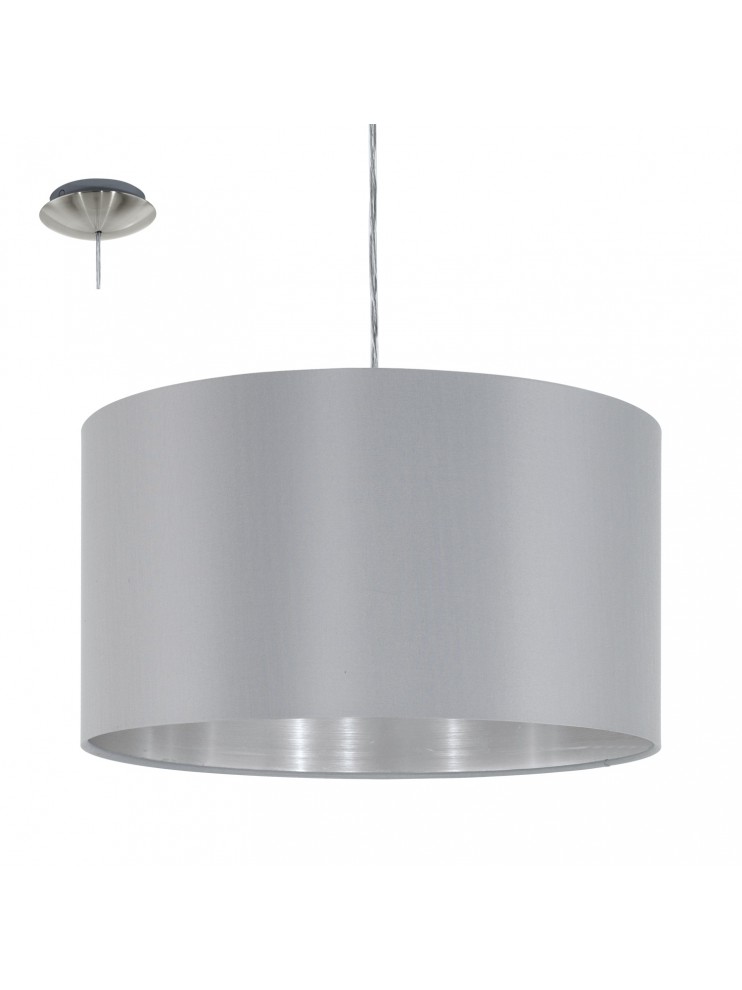 Modern chandelier in silver fabric 1 light GLO 31601 Maserlo