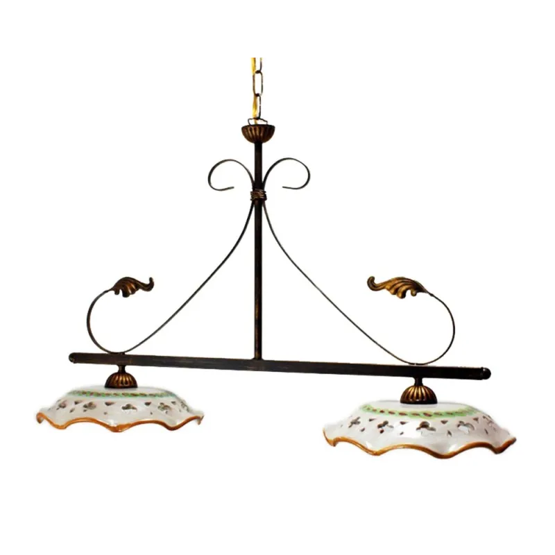 rustic barbell in ceramic and wrought iron 2 lights Dark Eco