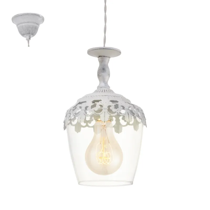 Vintage chandelier 1 light white GLO 49221 Sudbury