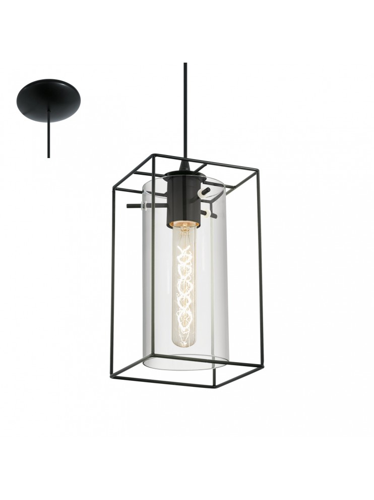 Vintage chandelier 1 light black GLO 49495 Loncino