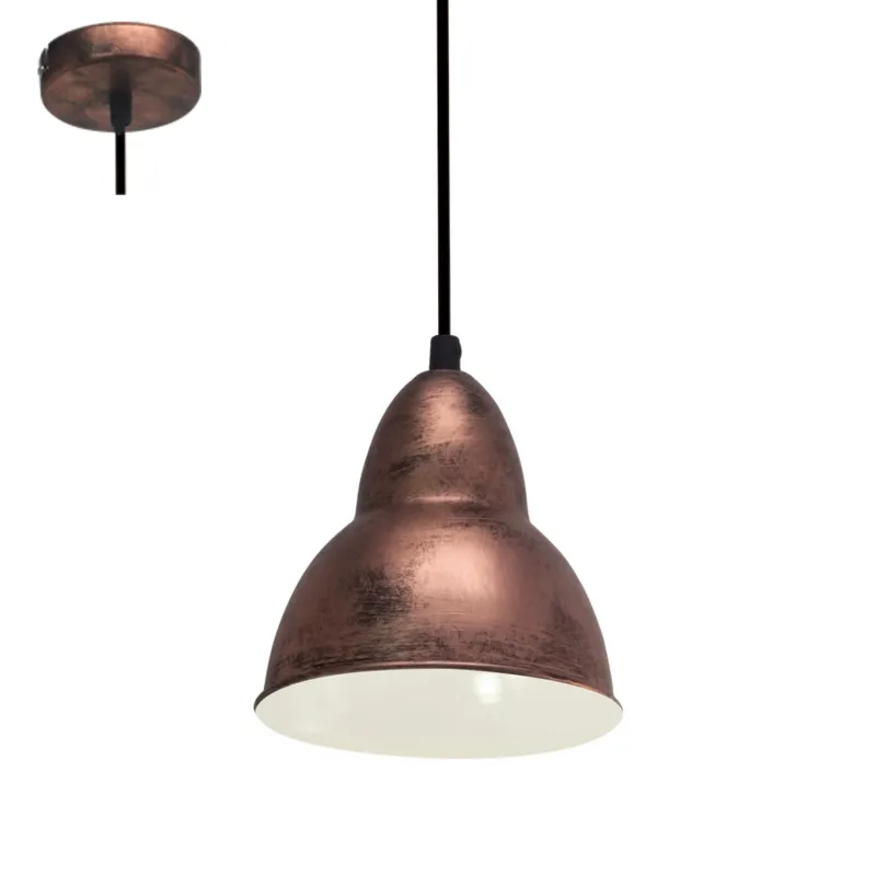 Lampadario vintage 1 luce rame GLO 49235 Truro