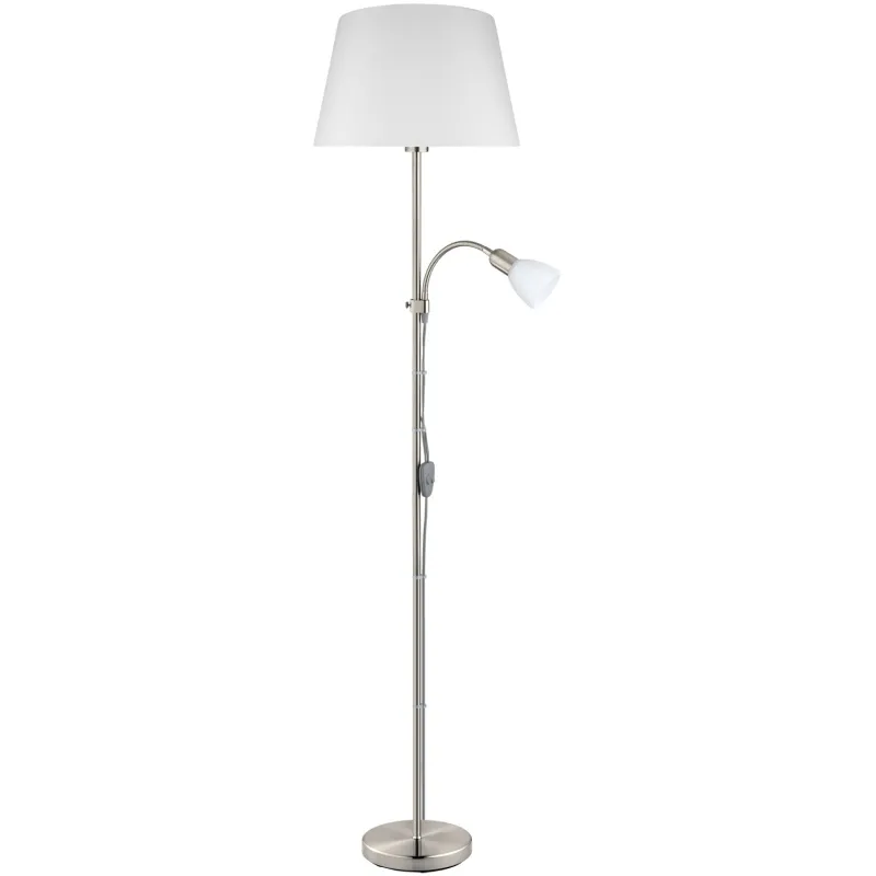 Modern floor lamp in 2 light nickel GLO 95686 Conesa fabric