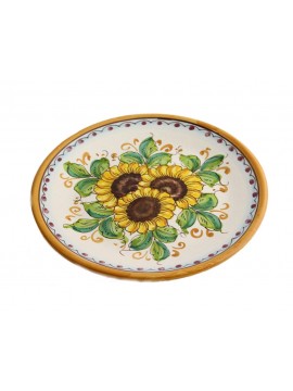 Piatto in ceramica siciliana art.13 dec. Girasole
