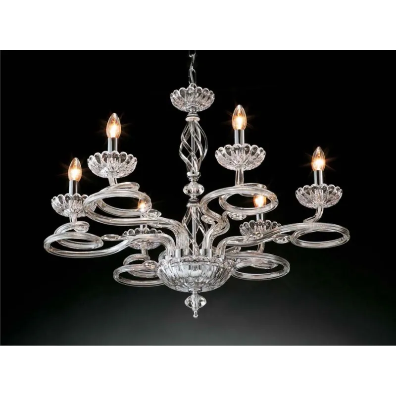 Chandelier in chromed crystal 6 lights Design Swarovsky Ivana