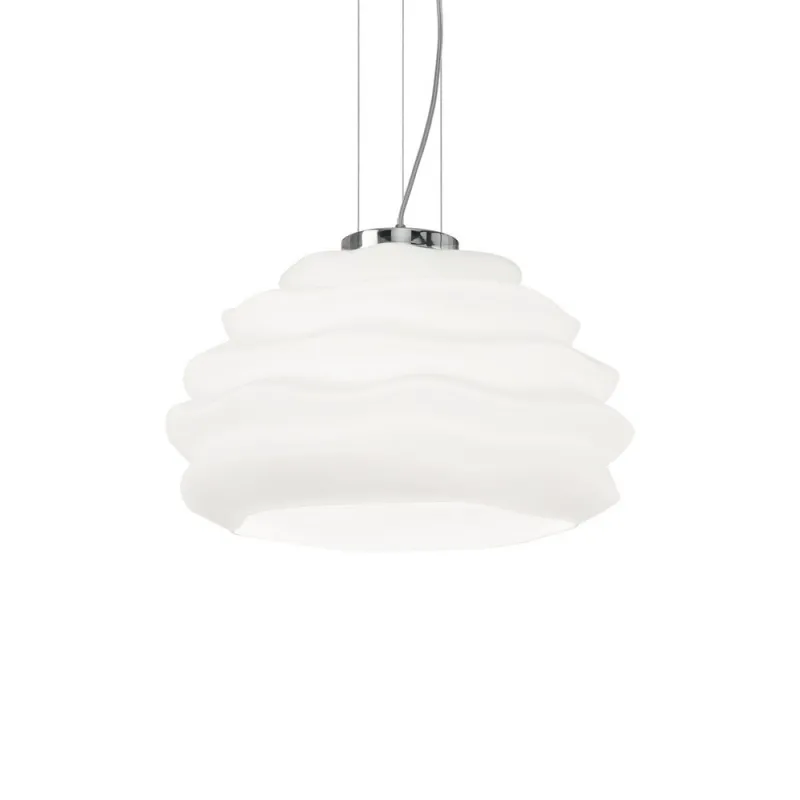 Modern chandelier in white glass 1 light Karma Small