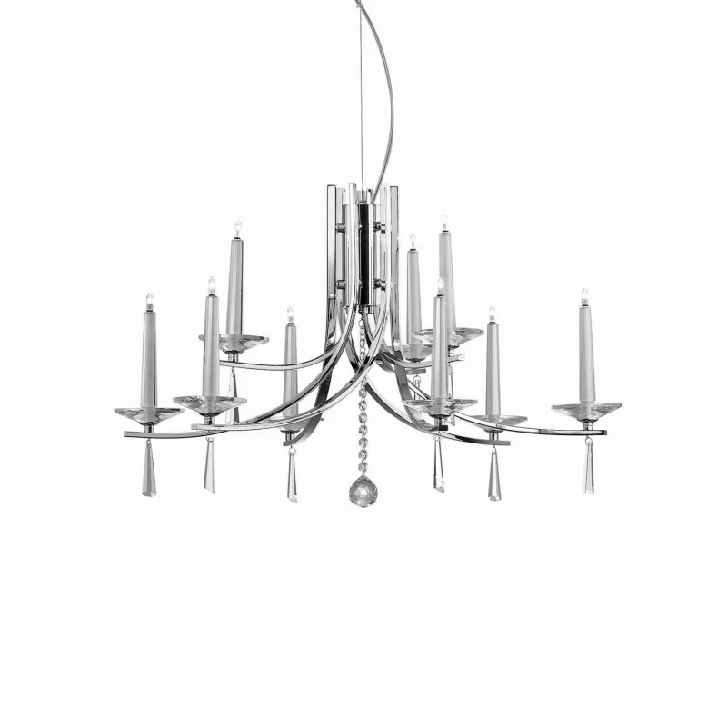 Chandelier 9 lights crystal Candle chrome