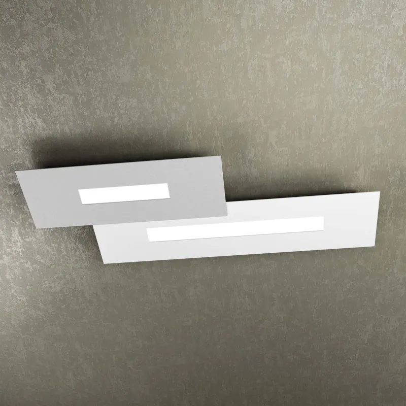 Plafoniera moderna design 2 luci tpl 1138-M2 bianco e grigio