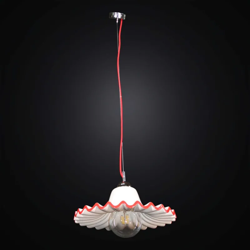 Lampadario a sospensione in ceramica 1 luce BGA 2822/P38 rosso