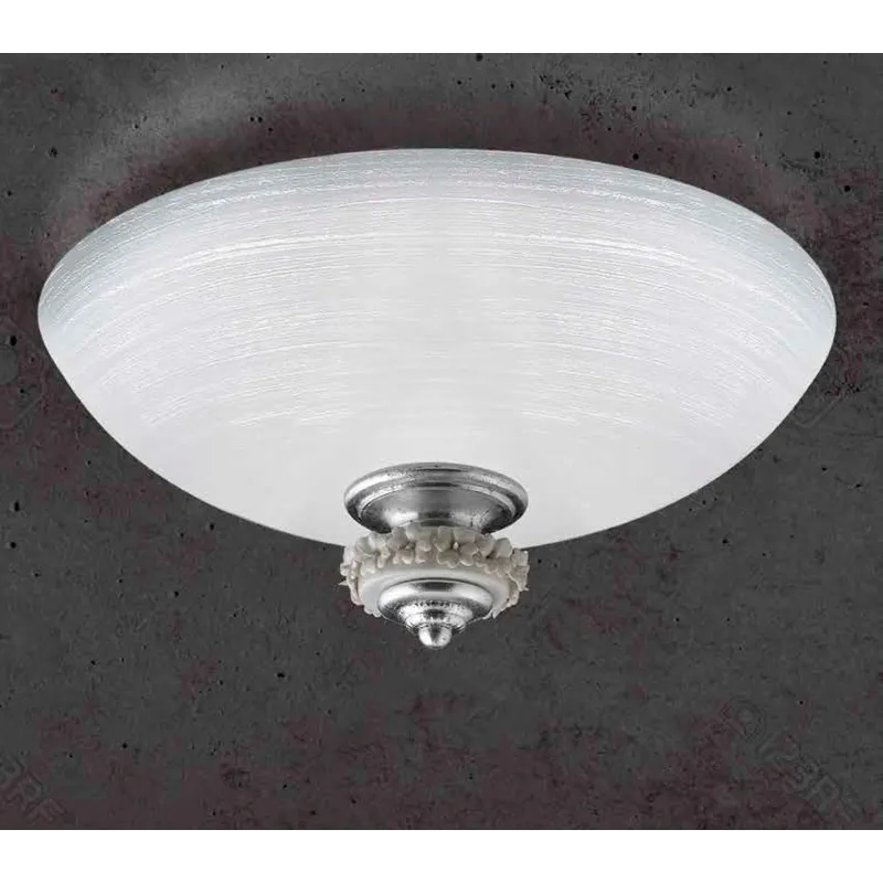 Ceiling lamp in glass and porcelain 1 light Pl 142/30