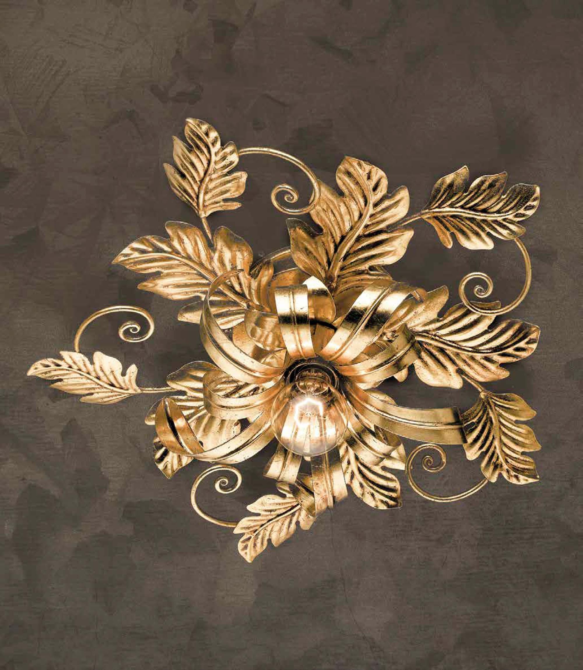 Ceiling Lamp In Wrought Iron Classic Gold Leaf 1 Light Pl 130 1