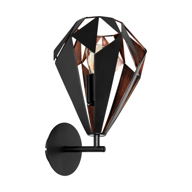 Black and copper vintage wall light 1 light GLO 49992 Carlton 1