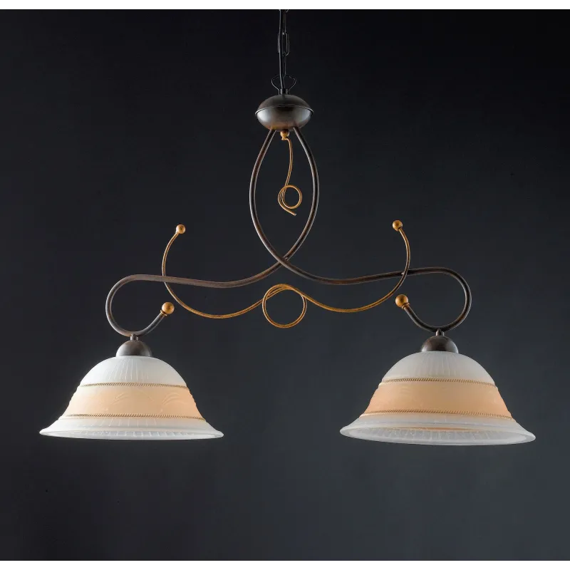 Barbell classic chandelier in wrought iron 2 lights LGT Amalfi