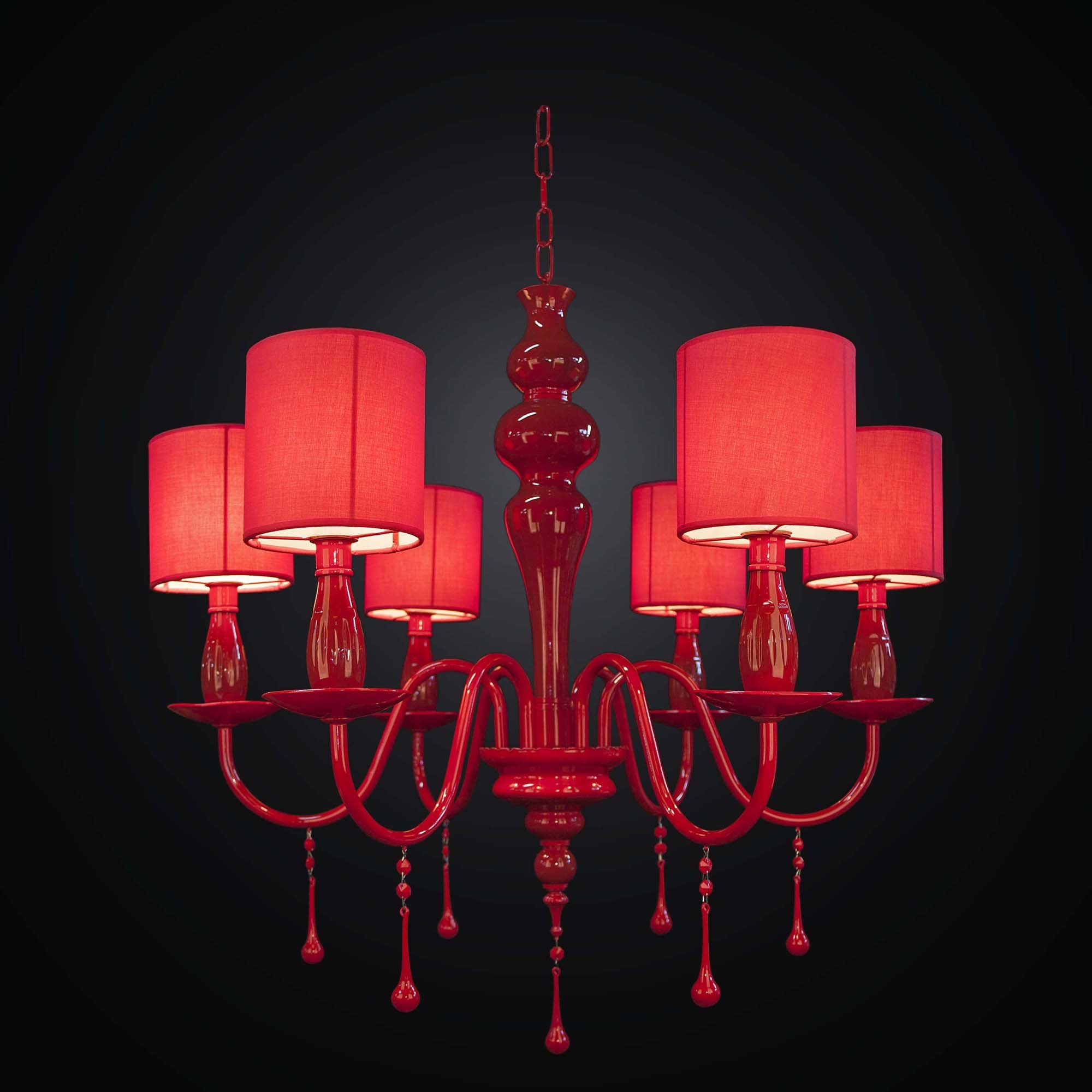 Lampadario moderno in cristallo rosso 6 luci BGA 2344-6