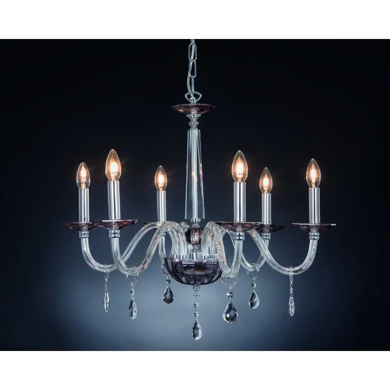 Modern chandelier in crystal 6 lights Design Swarovsky Smoked Marò