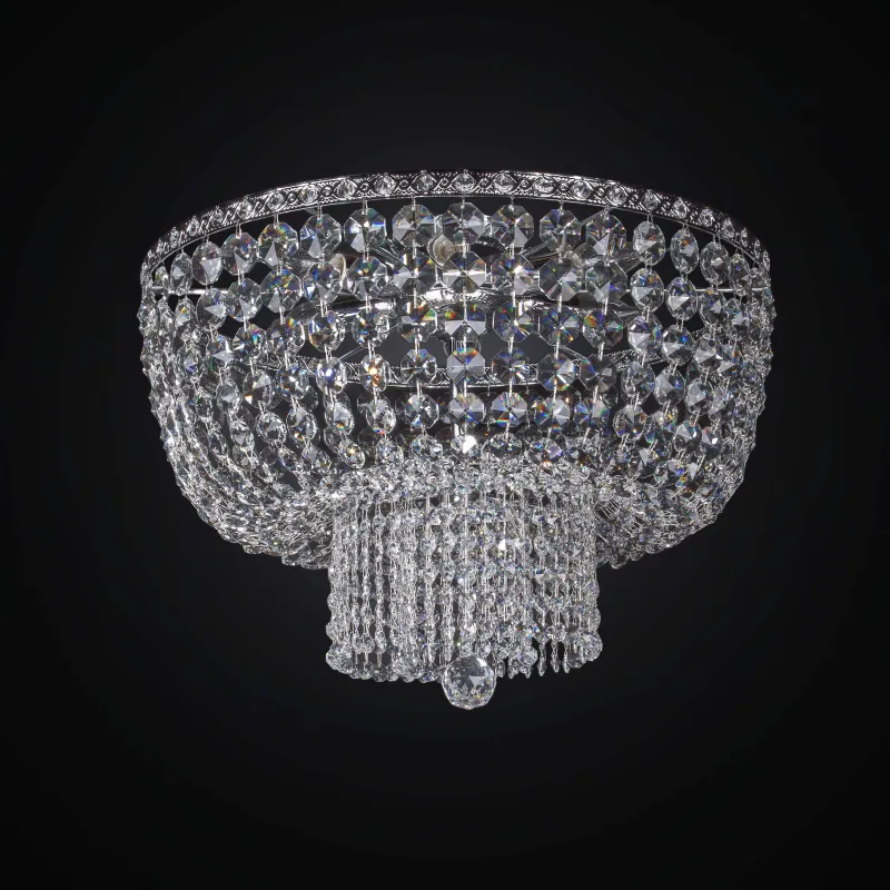 Classic ceiling lamp in silver crystal swarovsky design 6 lights BGA 2286-pl50