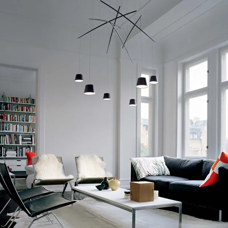 Modern suspension led chandelier ideal-lux design Fish sp6 black