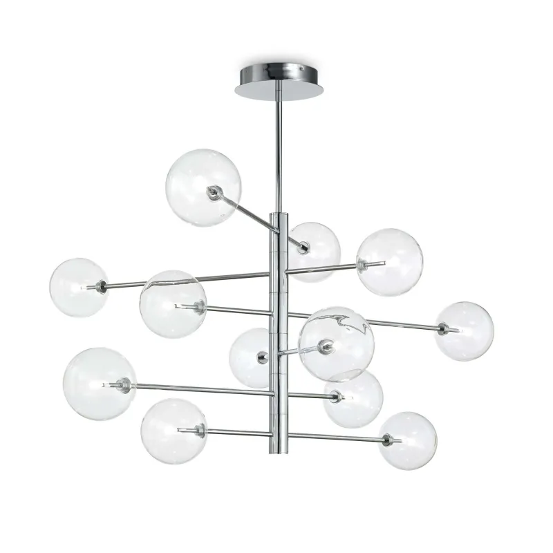 Modern chandelier 12 lights minimal ideal-lux Equinoxe sp12 chrome