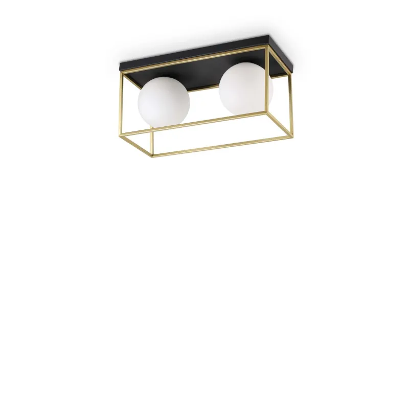 Vintage gold and black ceiling light 2 ideal-lux lights Lingotto pl2