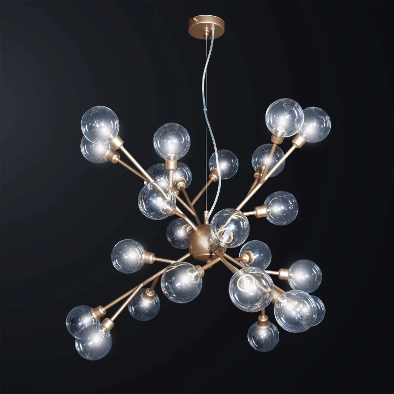 Modern minimal chandelier gold sphere glass 24 lights BGA 3076-s24