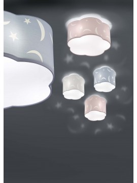 Ceiling lamp for kids' bedroom in white fabric 3 lights trio 602300301 Moony