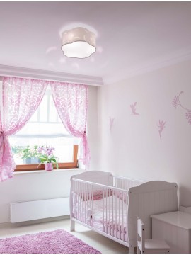 Ceiling lamp for kids bedroom in pink fabric with 3 trio lights 602300394 Moony