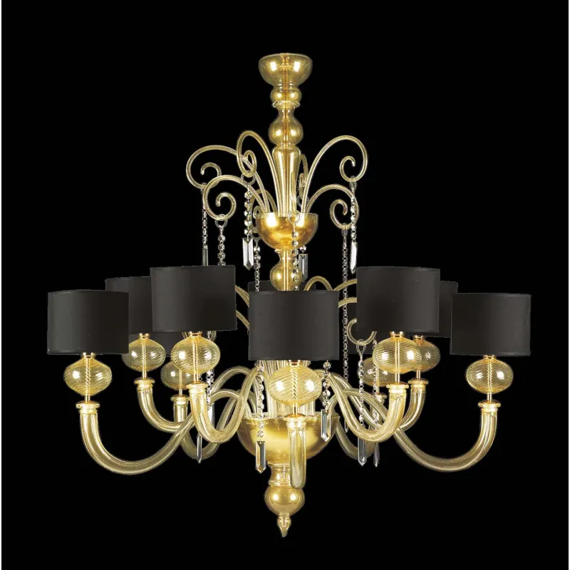 Murano chandelier in Venice 24k gold 10 lights made in italy 7872 5+5