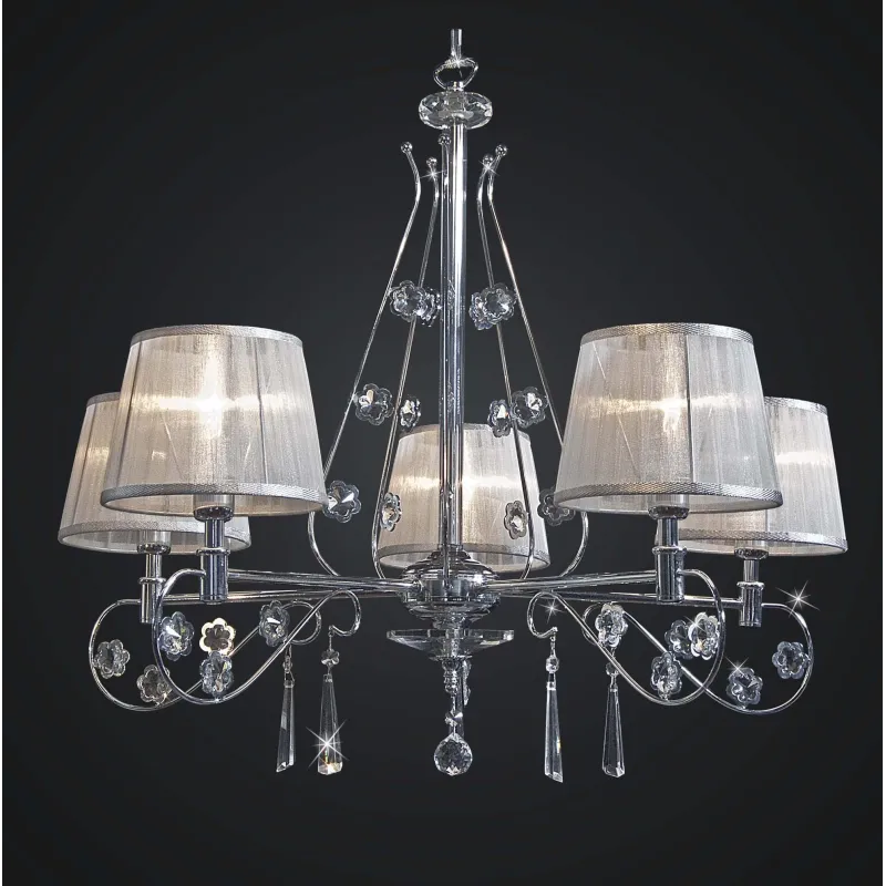 Lampadario moderno cromato cristallo design swarovsky 5 luci BGA 1788-5