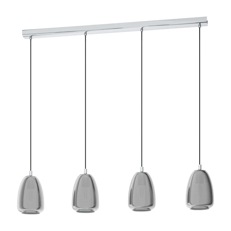 Lampadario moderno design vetro fumè 4 luci GLO 98616 Alobrase