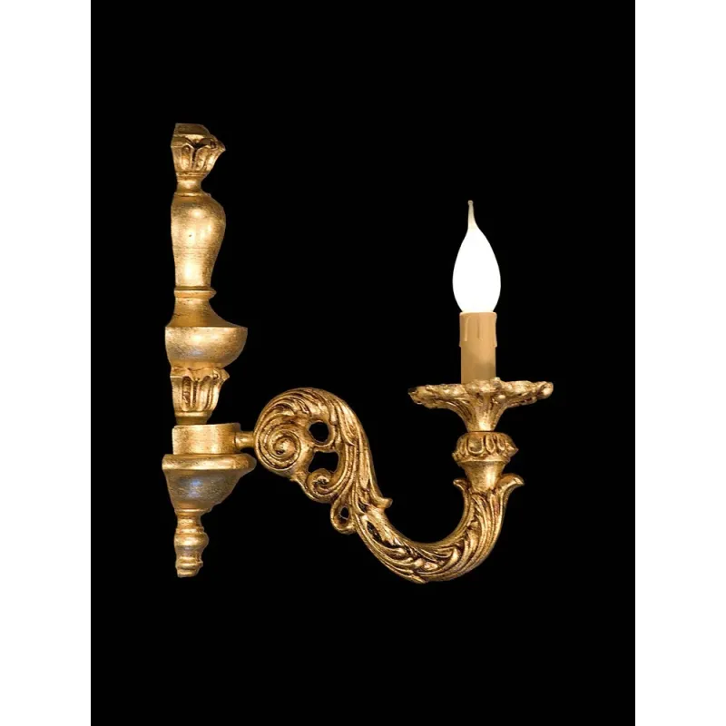 Classic wall light 1 light in gold leaf wood BGA 1644