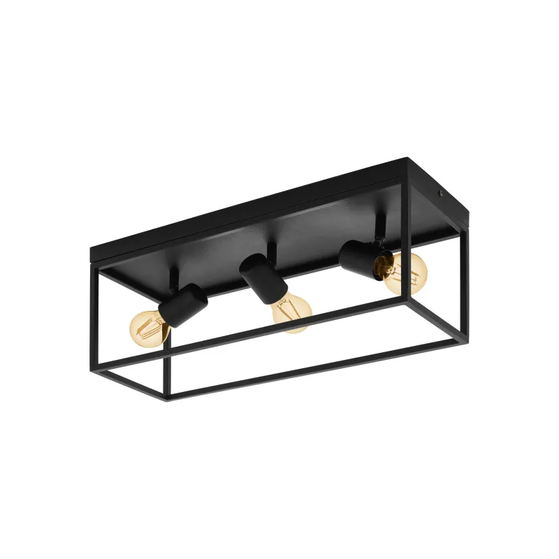 Plafoniera moderna vintage minimal nero 3 luci GLO 98333 Silentina