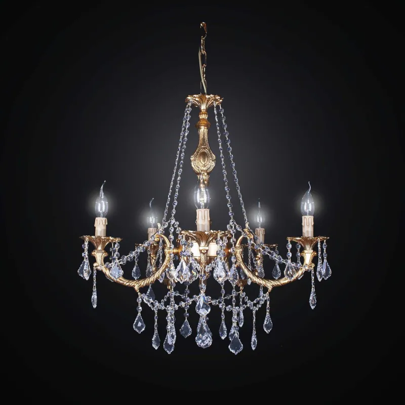 Classic brass and swarovsky crystal chandelier 5 lights BGA 1888-5