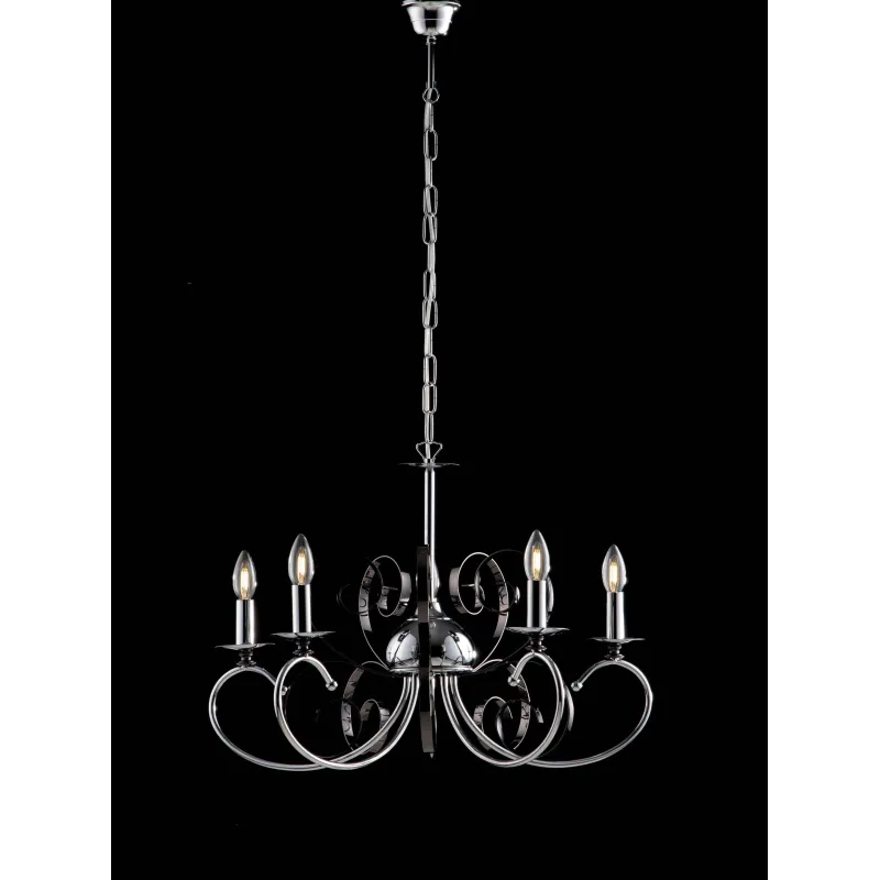 Modern chandelier 5 lights LGT Mina black and chromed