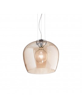 Modern suspension lamp in blown glass Blossom sp1 amber