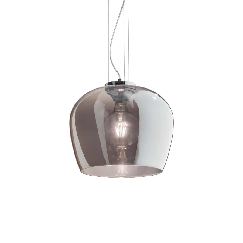 Modern suspension lamp in blown glass Blossom sp1 fumè