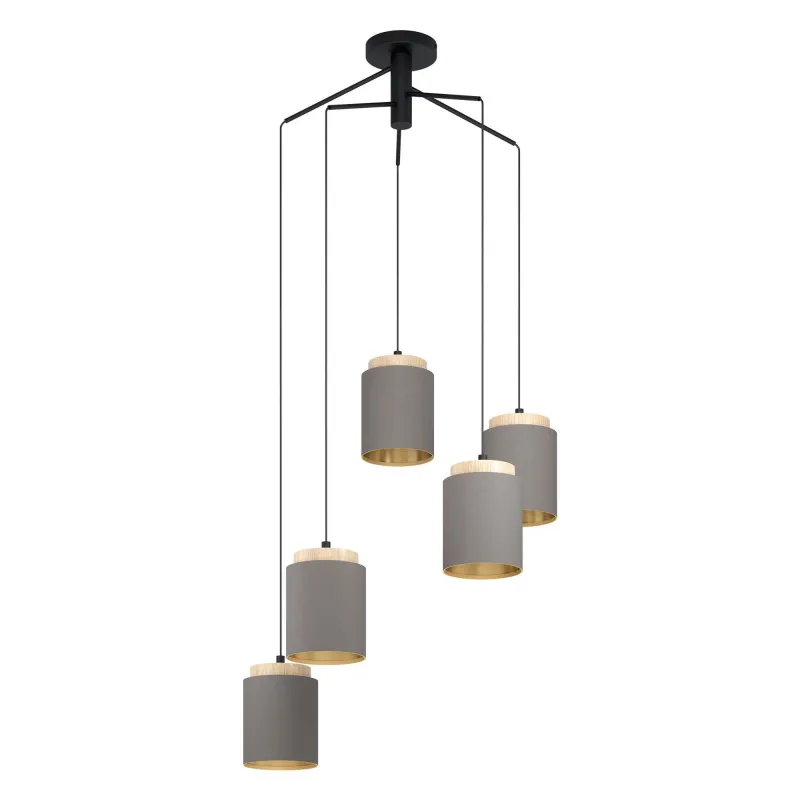 Modern 5-light fabric and wood chandelier GLO 99447 Albariza