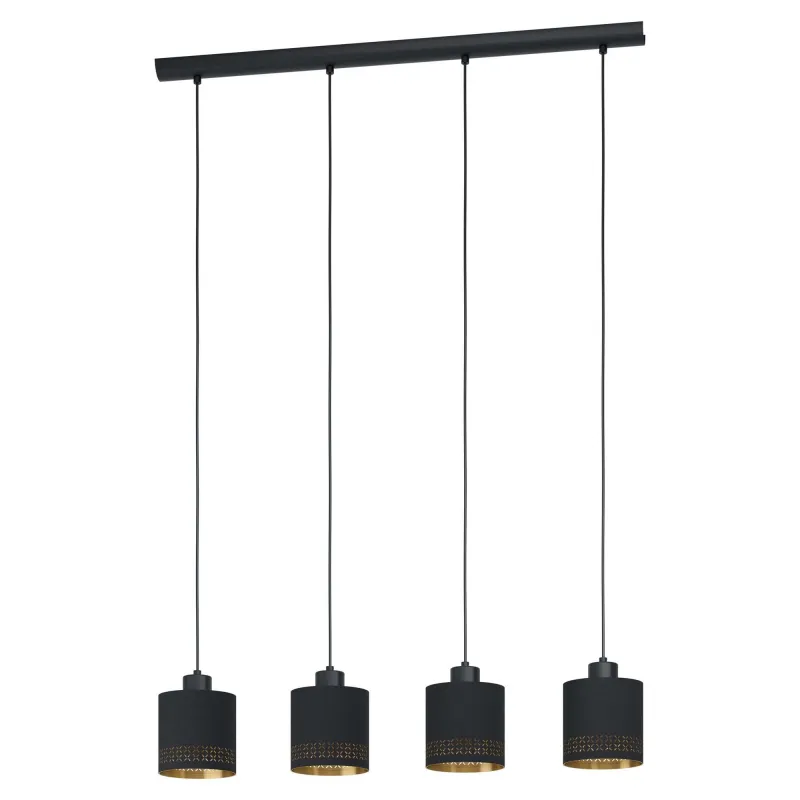 Modern chandelier in black and gold fabric 4 lights GLO 99275 Esteperra