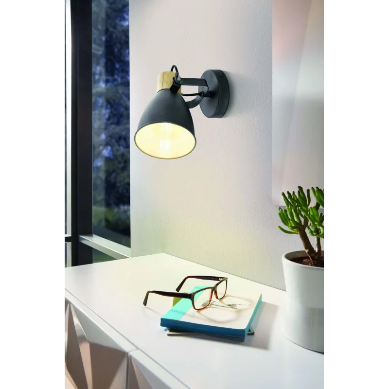 Modern design black and wood wall light GLO 99074 Coswarth