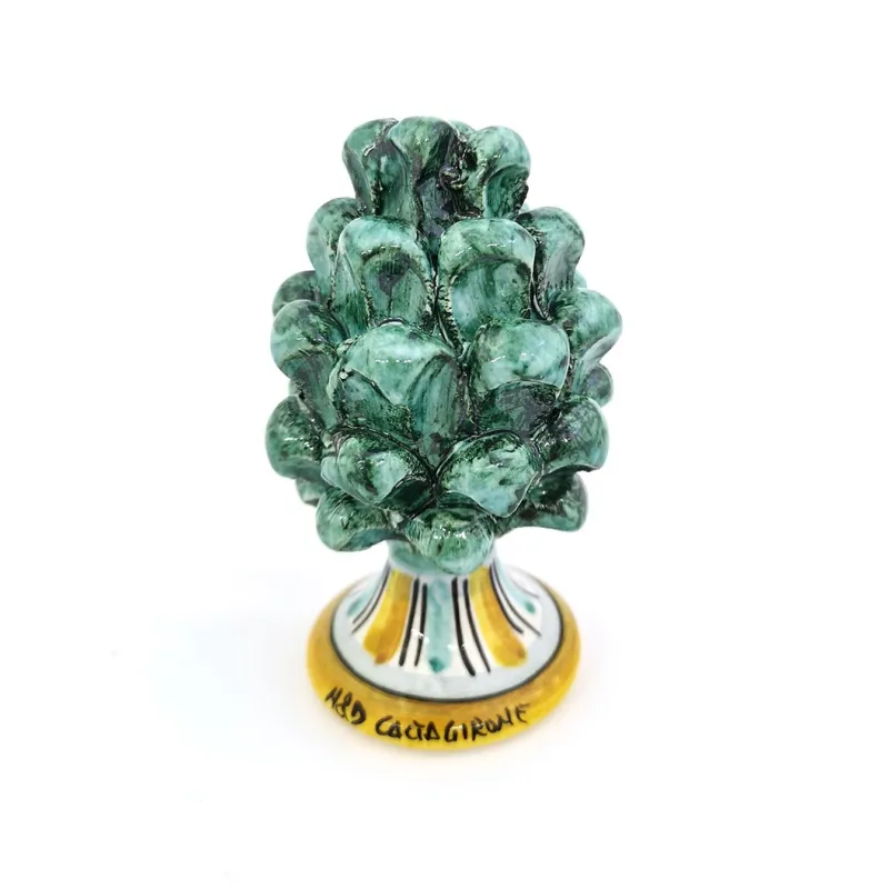 Pinecone in Caltagirone ceramic h10 cm green