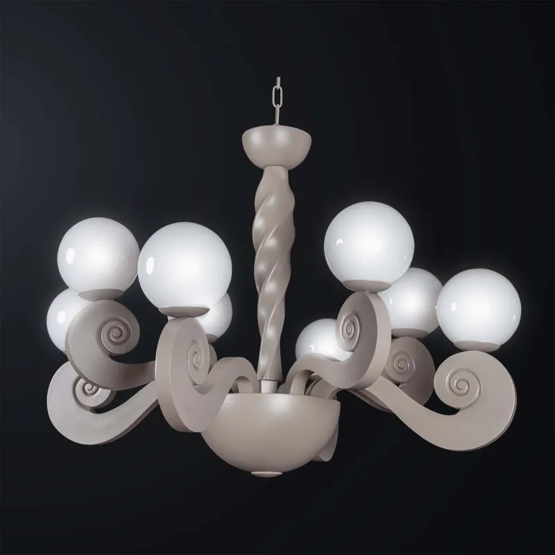 Modern contemporary chandelier in dove gray wood with 8 lights BGA 3170-8