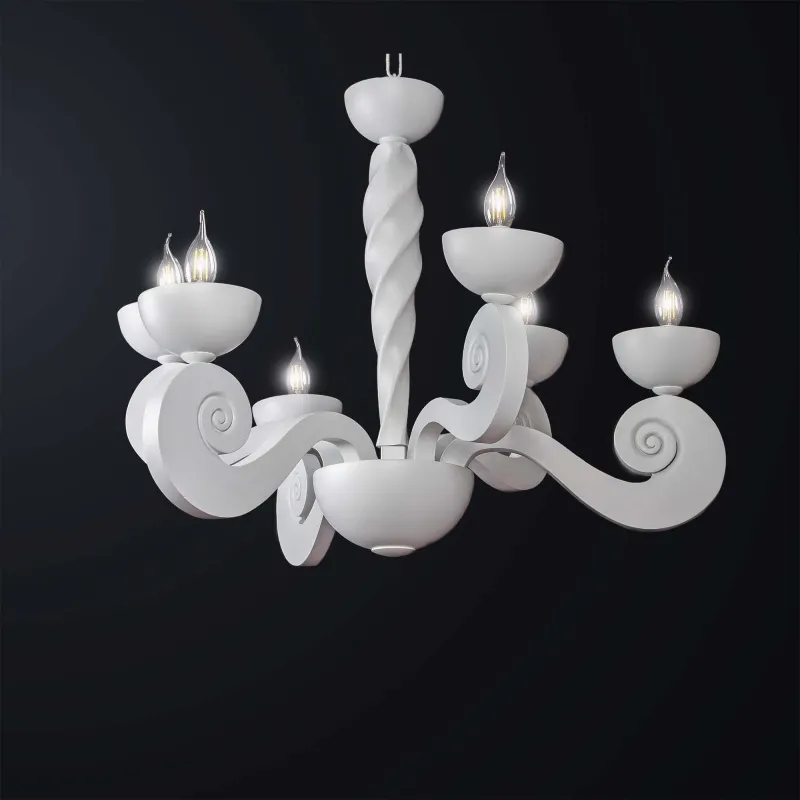 Modern contemporary 6 lights white wood chandelier BGA 3172-3 + 3