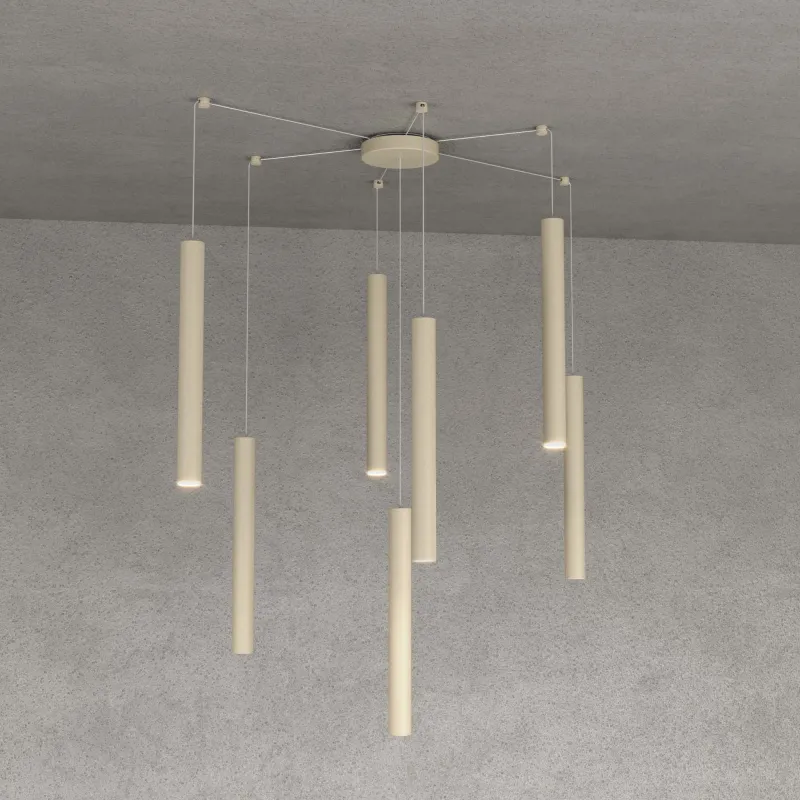 Lampadario a sospensione moderno salone cucina design tortora a 7 luci tpl 0034